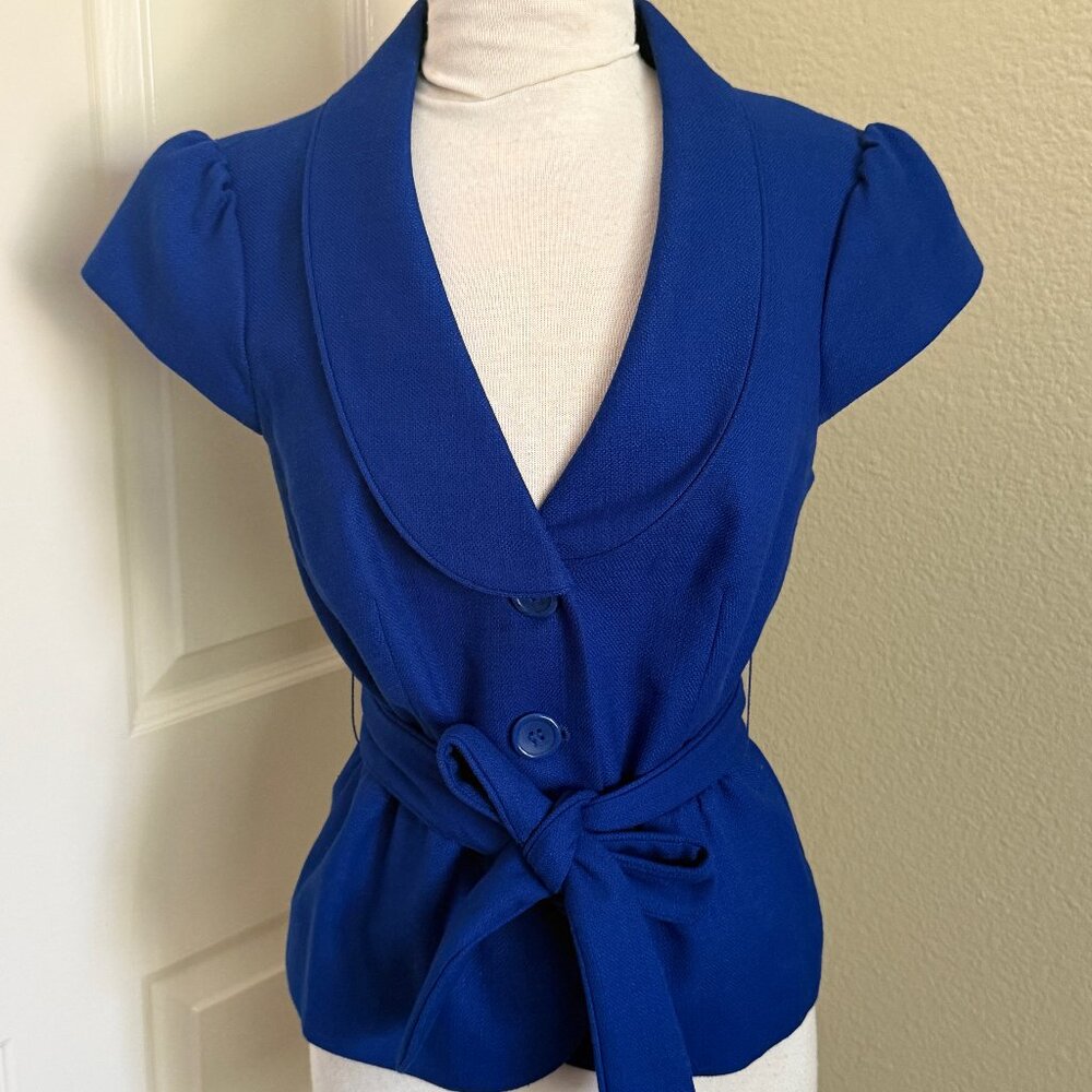 The Limited Electric Blue Short-sleeve Belted Blazer S